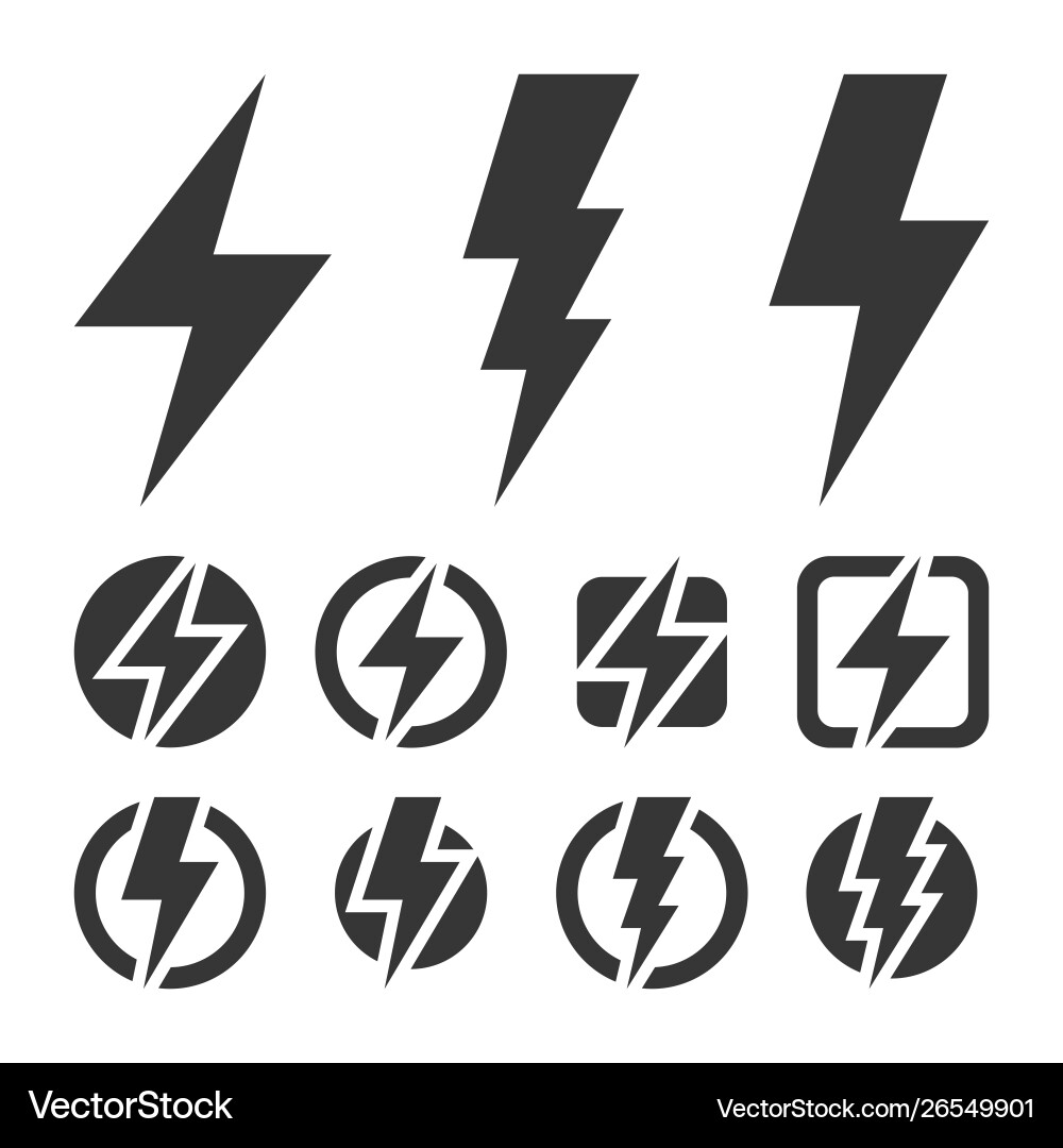 Lightning Bolt Icons - Flash & Spark Set vector image