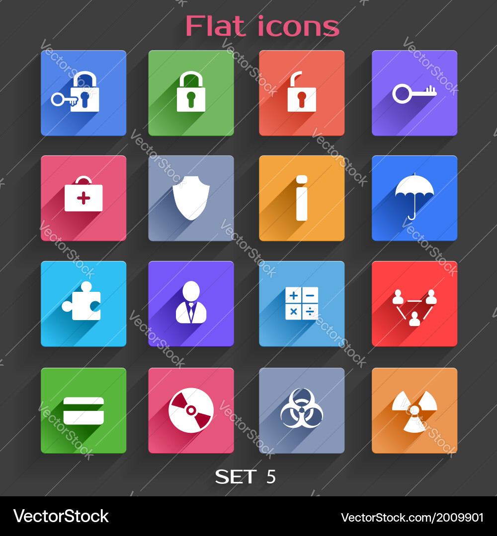 Modern Flat Application Icons vector image