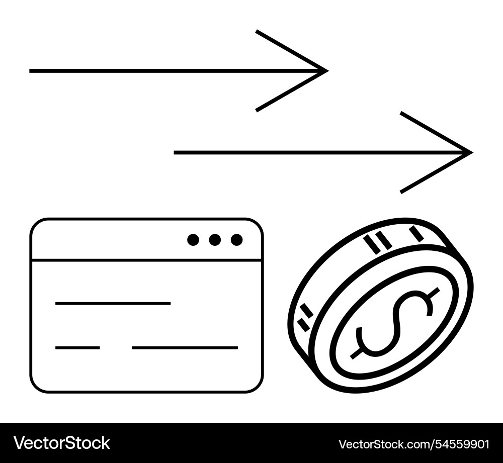 Online transaction process with browser window Online transaction process with browser window vector image
