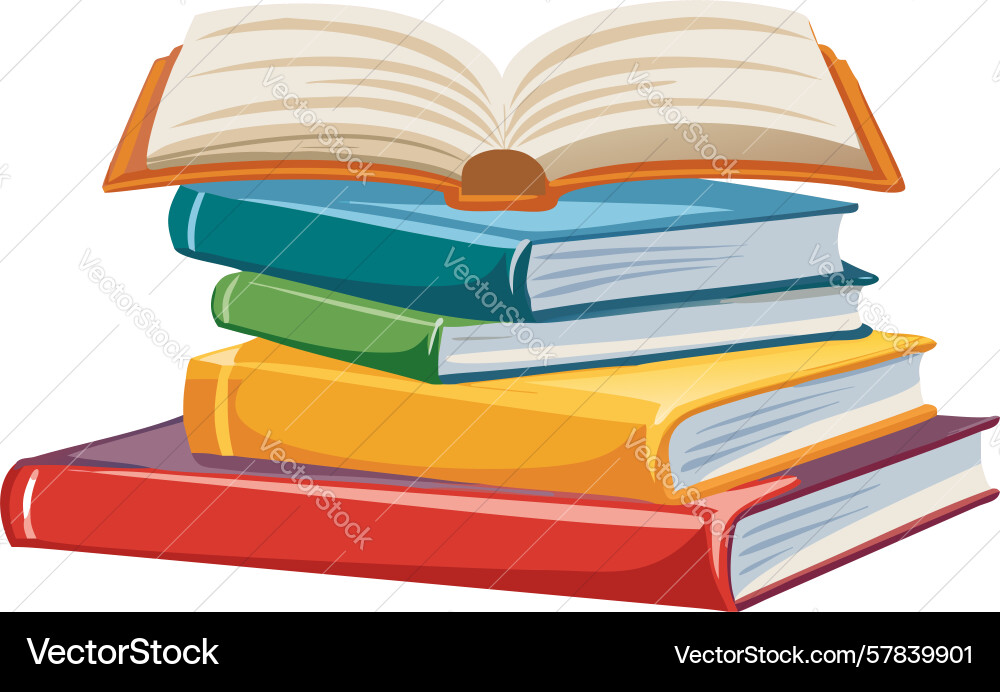 Open book on colorful stack symbolizing vector image