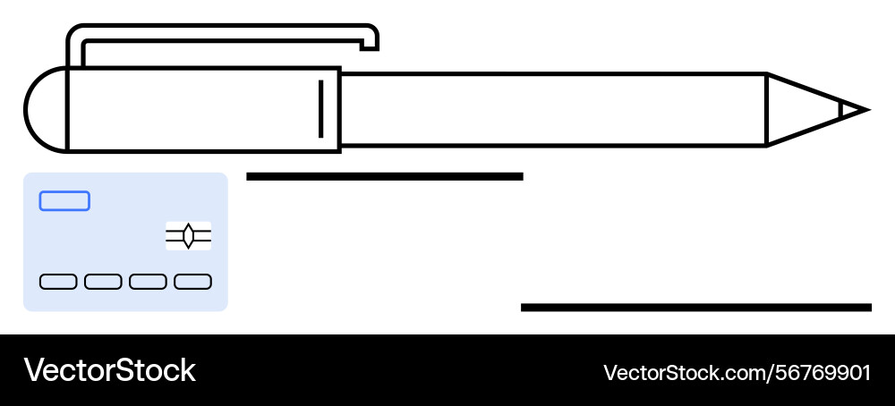 Pen and chip card with linear details representing Pen and chip card with linear details representing vector image