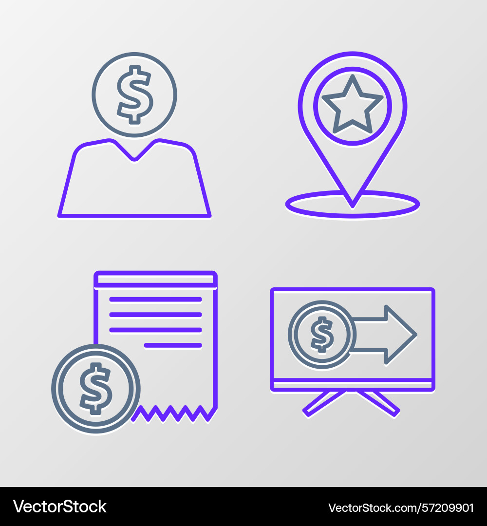 Set line monitor with dollar paper check Set line monitor with dollar paper check vector image