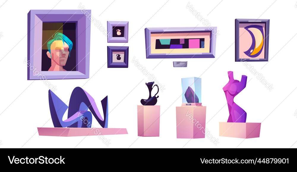 Set moderner Kunstausstellungen für Museum Clipart Set moderner Kunstausstellungen für Museum Clipart vektorbild