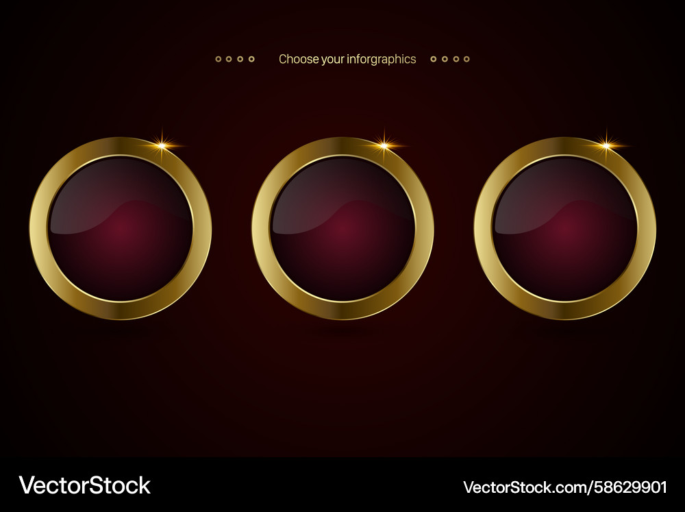 Set of three red luxury circular buttons design Vector Image