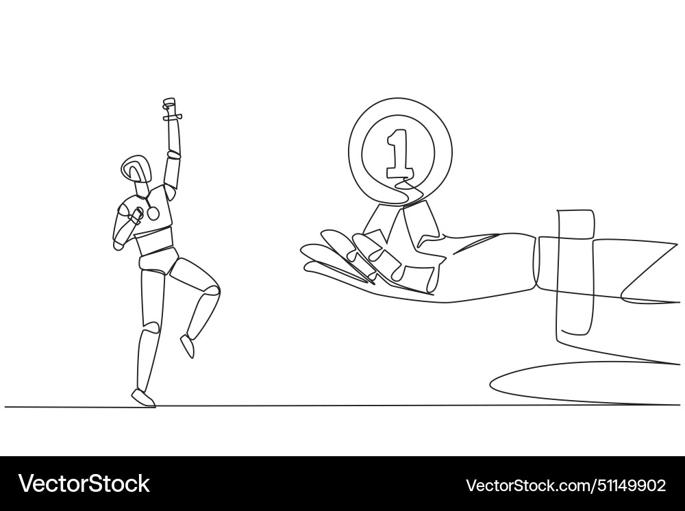 Continuous one line drawing a smart robot Vector Image