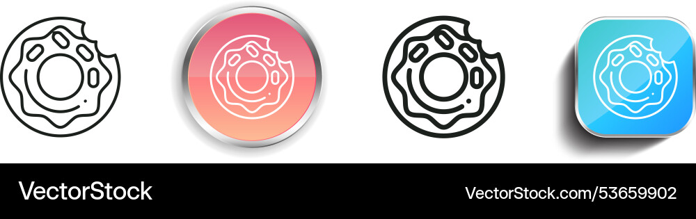 Doughnut icon thin linear regular and button Doughnut icon thin linear regular and button Vector Image