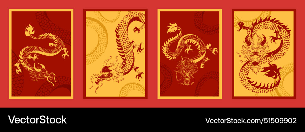 Goldene Drachen Grafik Poster Sammlung Gold Goldene Drachen Grafik Poster Sammlung Gold vektorbild