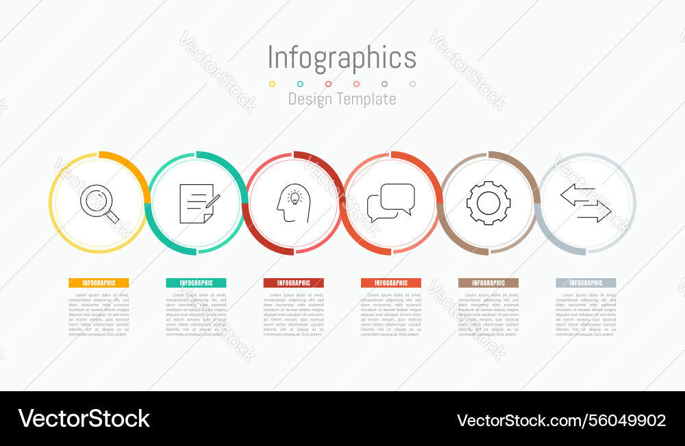 Infographic 6 options design elements Royalty Free Vector