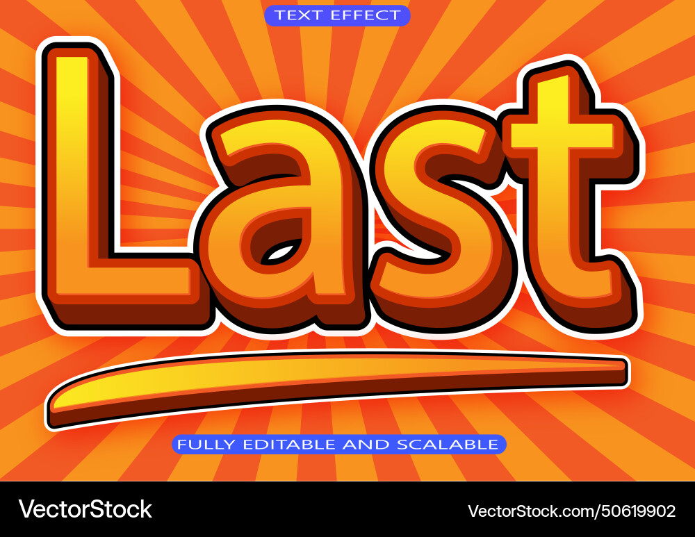 Last editable text effect 3 dimension emboss Vector Image
