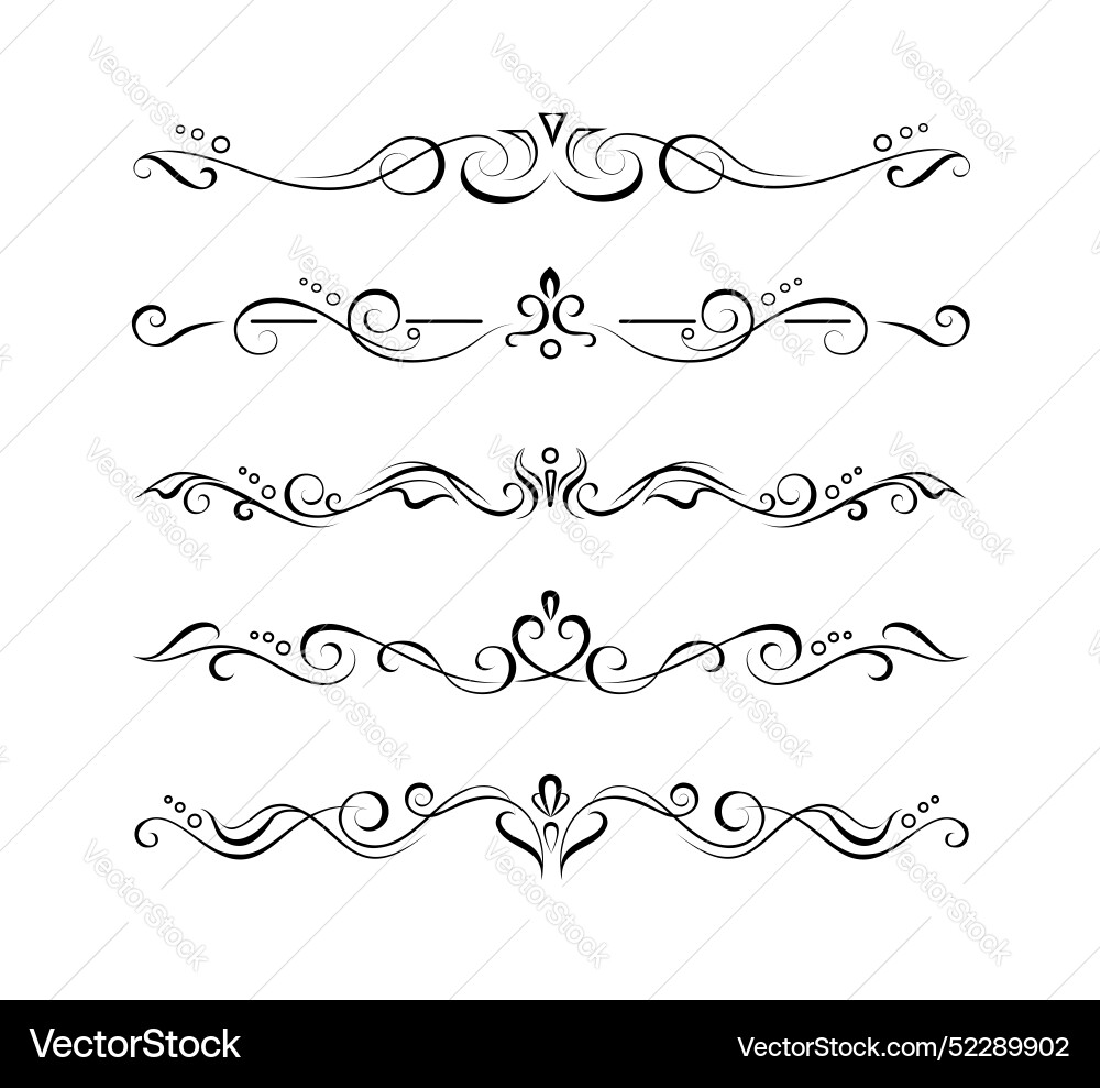 Set of ornate text delimiters page vignettes Set of ornate text delimiters page vignettes Vector Image