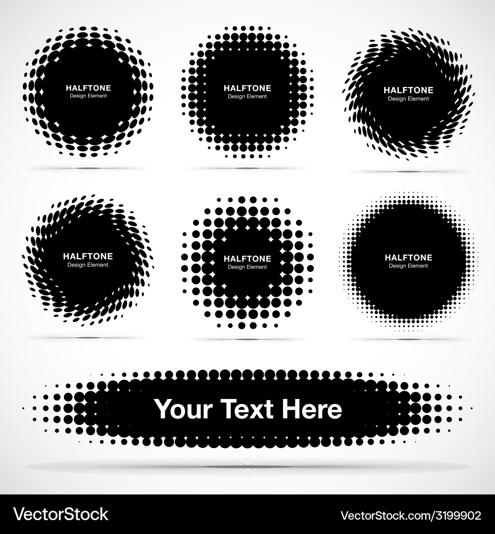 Seven Abstract Halftone Elements vector image