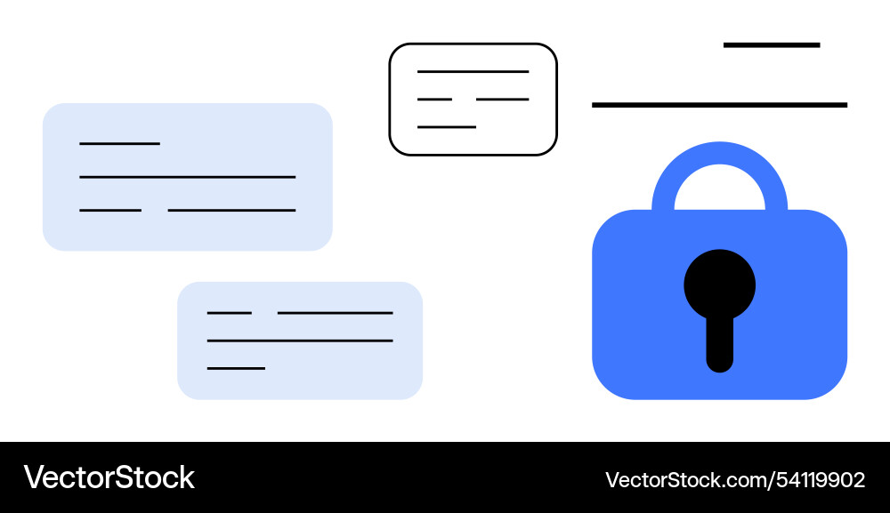 Sicheres Messaging-Konzept mit Schloss und Text Sicheres Messaging-Konzept mit Schloss und Text vektorbild