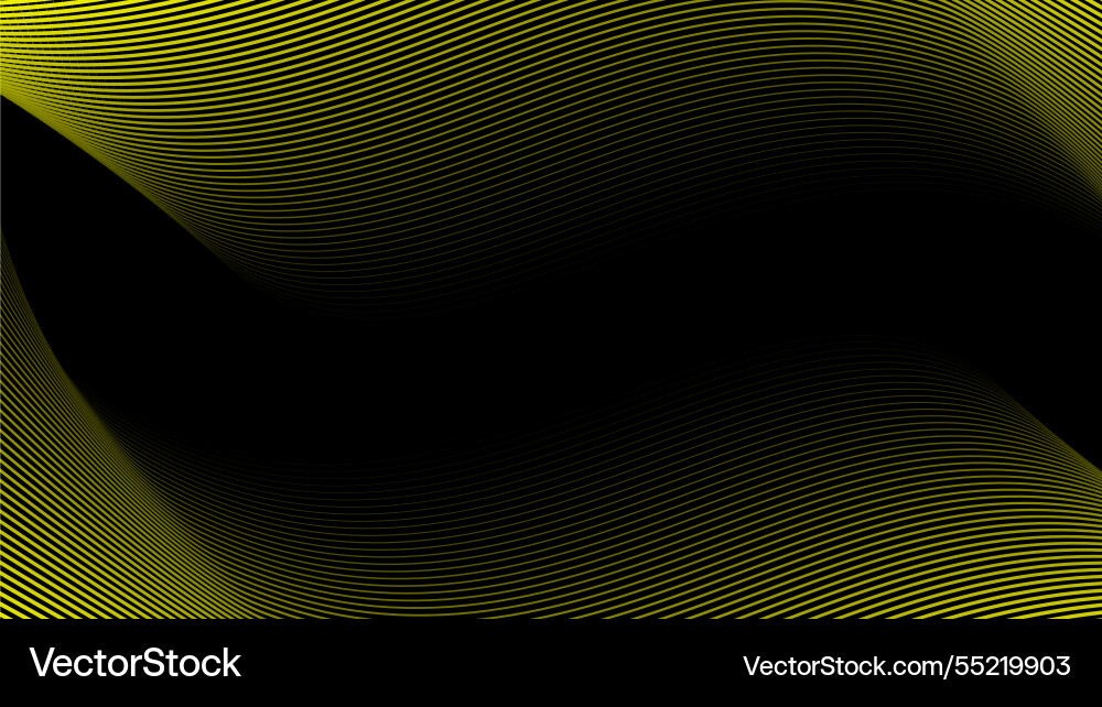 Black abstract background with yellow curve line Vector Image