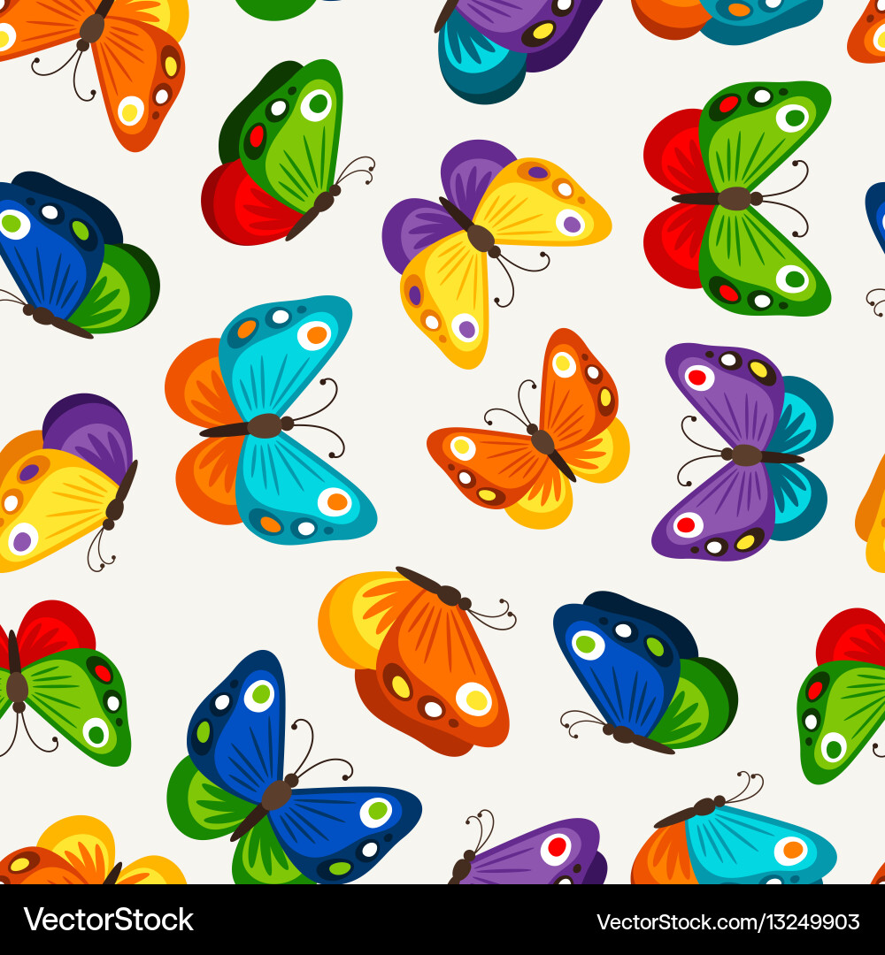 Colorful Butterfly Seamless Pattern Vector Image
