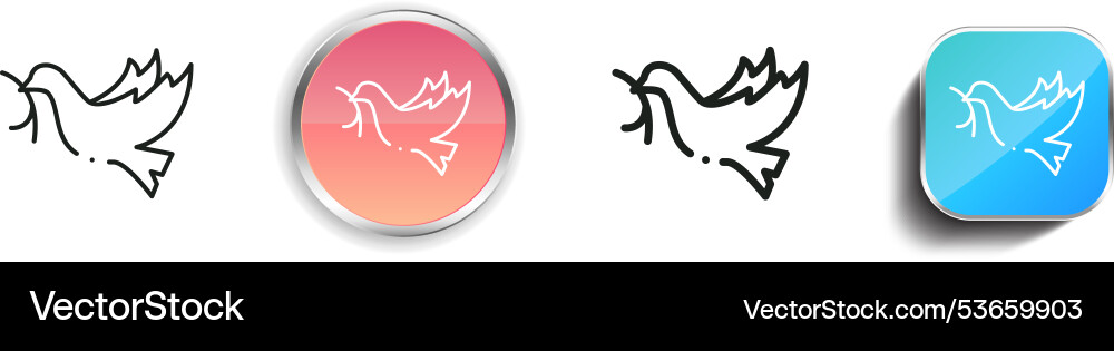 Dove icon thin linear regular and button style vector image