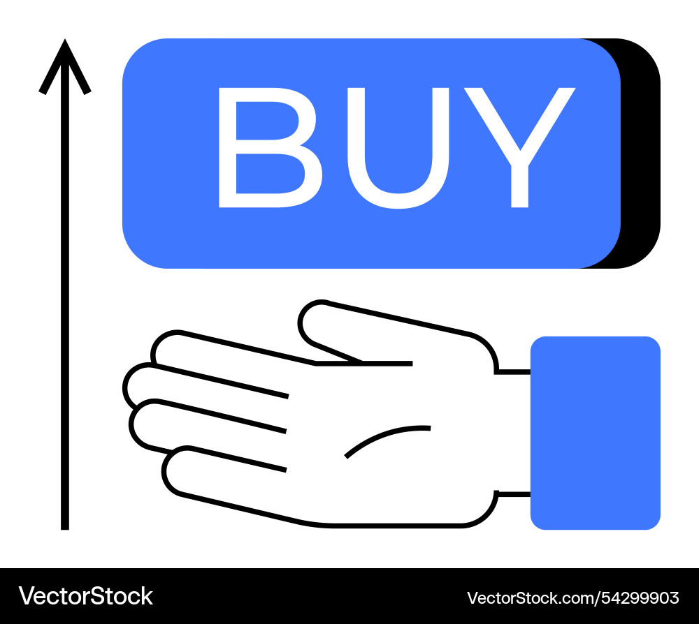 Hand gesture pointing towards buy button Vector Image