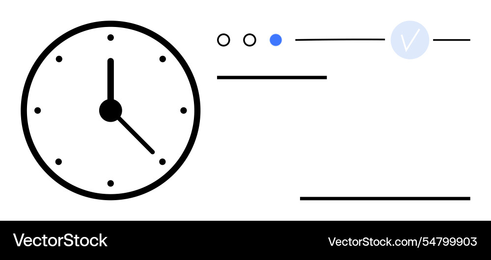 Minimalist analog clock and task progress symbols Minimalist analog clock and task progress symbols vector image