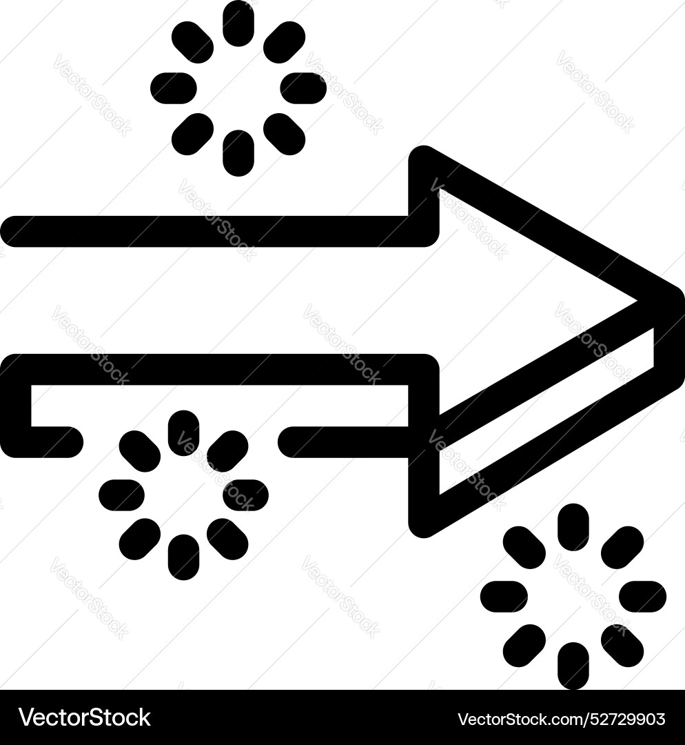 Right arrow moving forward surrounded by loading Vector Image