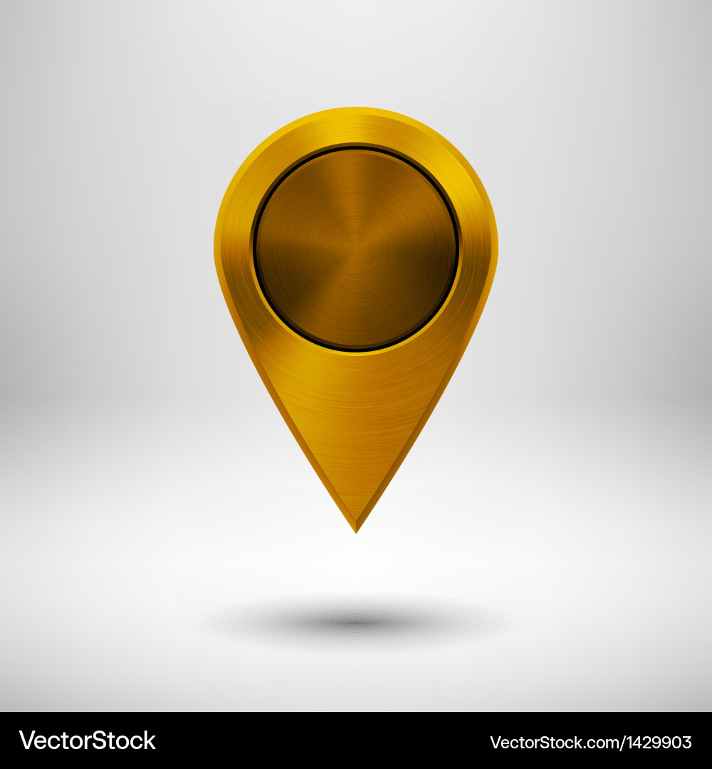 Technology pointer button with gold metal texture vector image