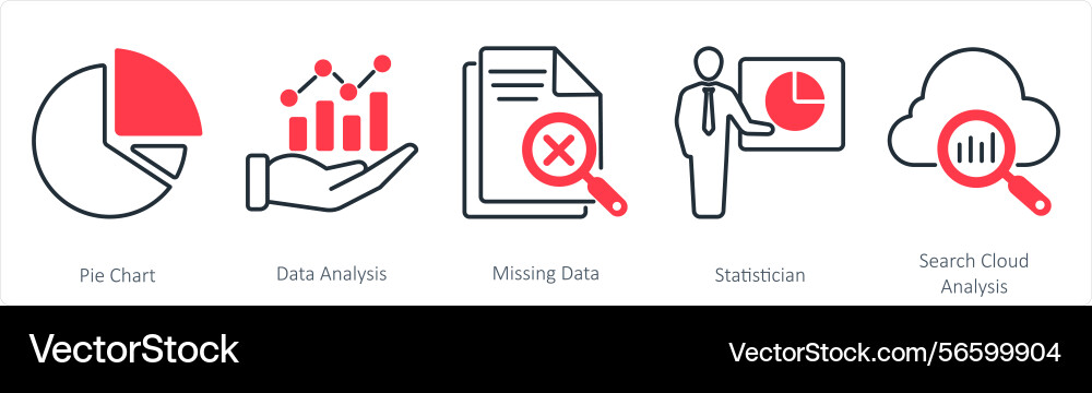 A set of 5 statistics icons as pie chart data vector image