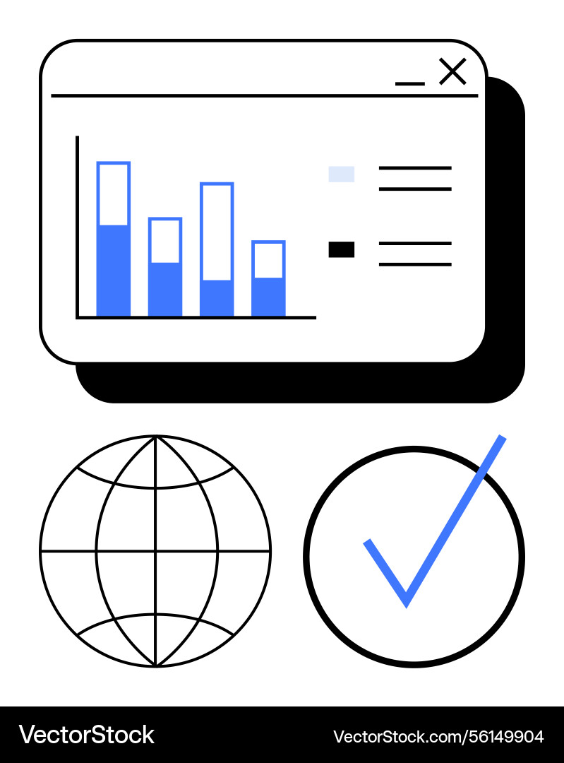 Data dashboard with bar graph globe Data dashboard with bar graph globe vector image