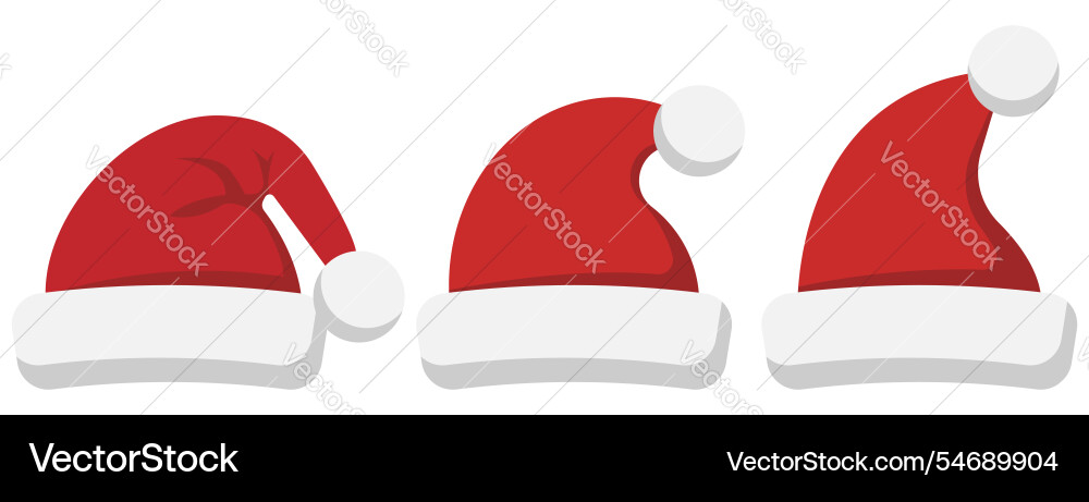 Eine Sammlung von festlichen Weihnachten Santa Hüte Eine Sammlung von festlichen Weihnachten Santa Hüte vektorbild