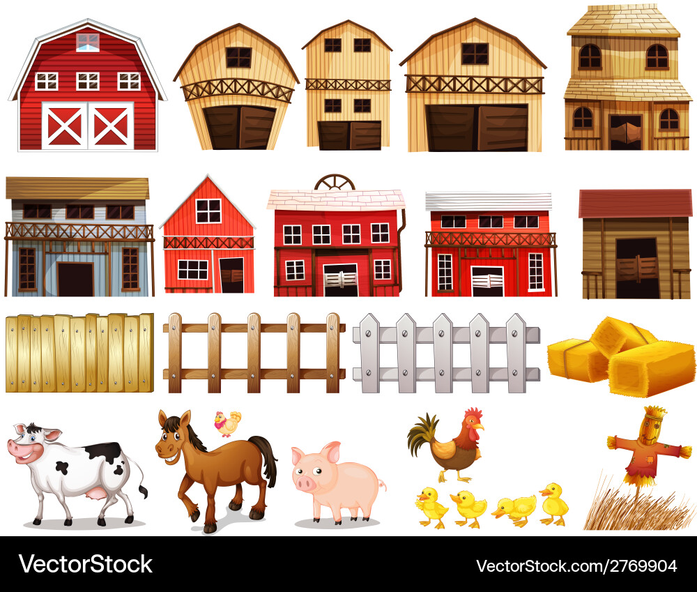 Farm set Royalty Free Vector Image - VectorStock