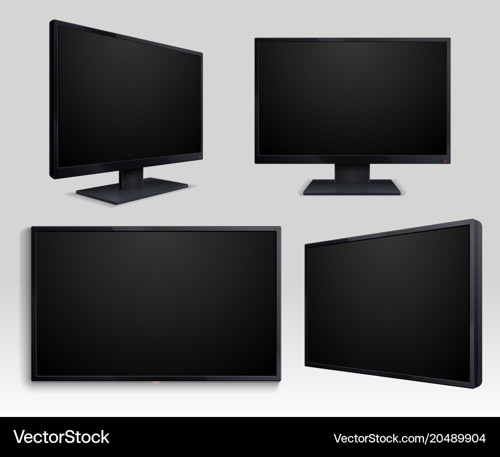 Flat tv screen and computer lcd monitor isolated vector image