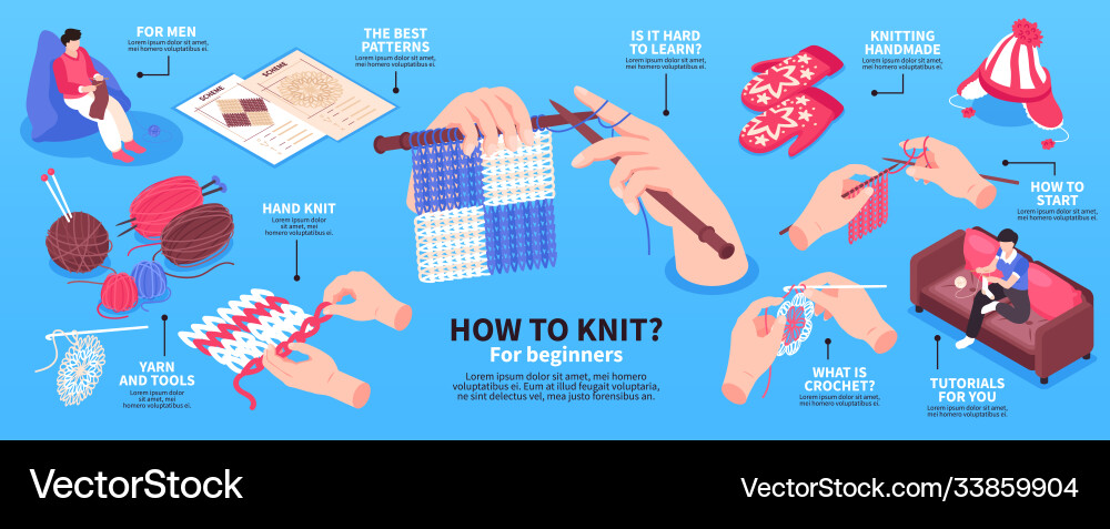 Knitting Patterns & Tutorials vector image