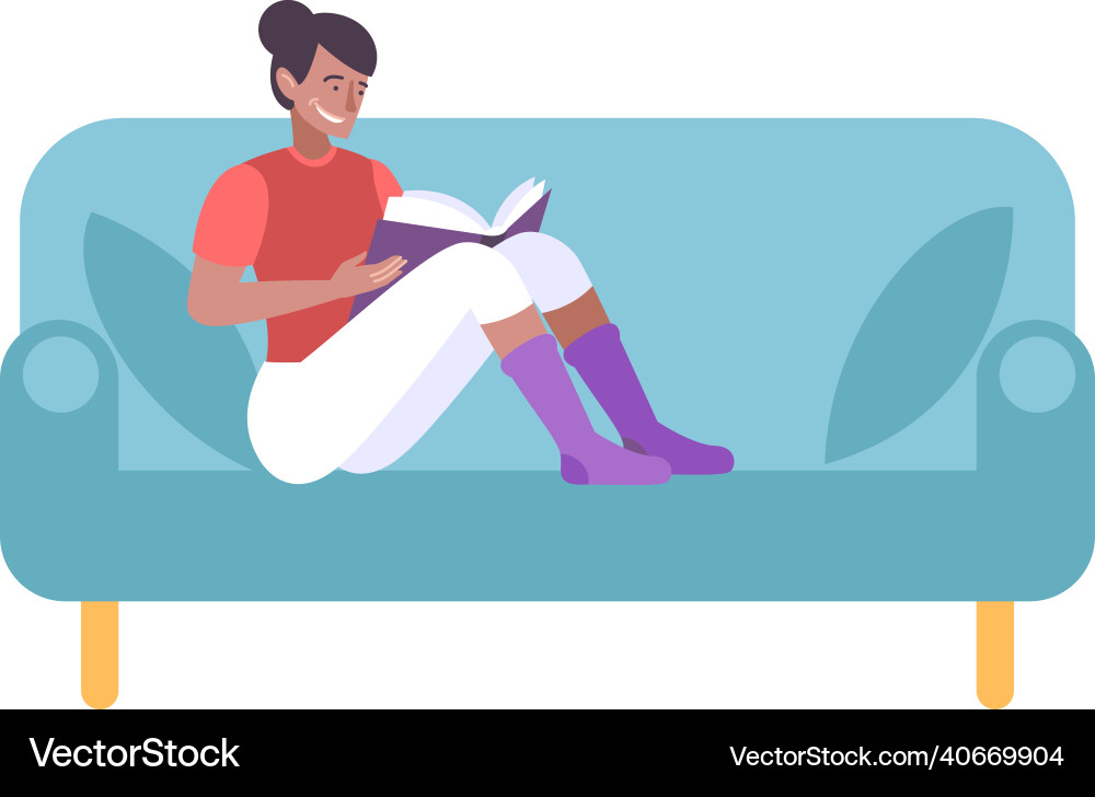 Reading on sofa composition Reading on sofa composition vector image