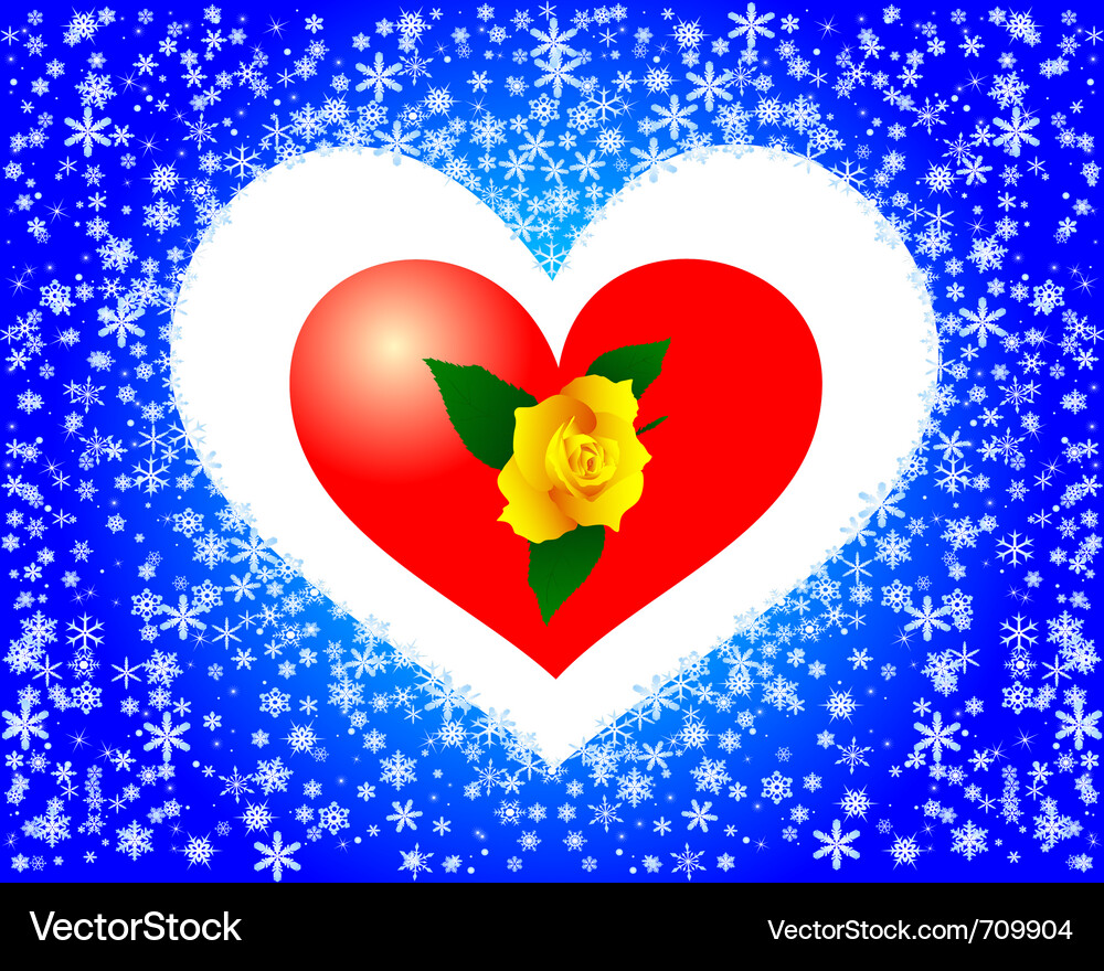 Rose in snowflake heart Vector Image