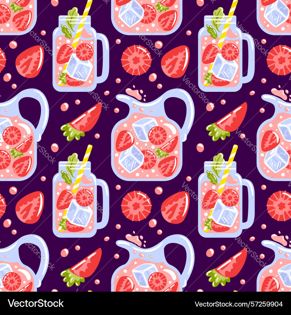 Seamless pattern with refreshing strawberry Seamless pattern with refreshing strawberry vector image