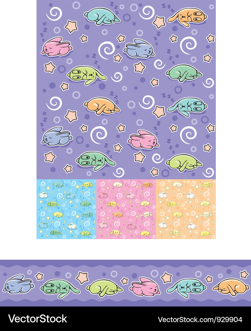 Seamless pattern with sleeping rabbits vector image