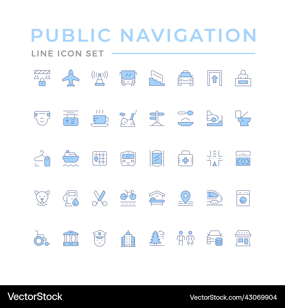 Set color line icons of public navigation Set color line icons of public navigation vector image