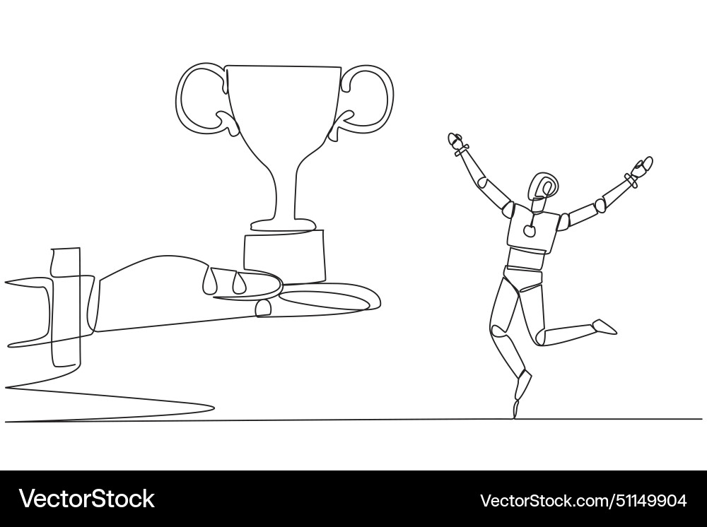 Single continuous line drawing a robot happy Single continuous line drawing a robot happy vector image