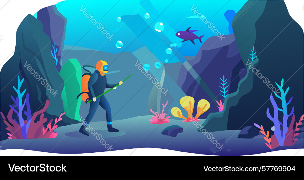 Speleologist exploring a dark mysterious Vector Image