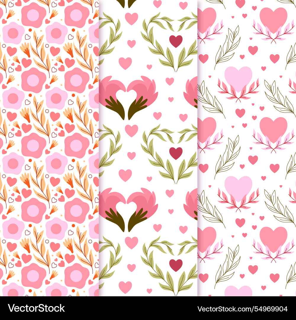 Valentines day pattern set Vector Image