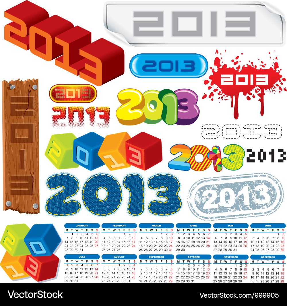 2013 Calendar & Date Icons vector image