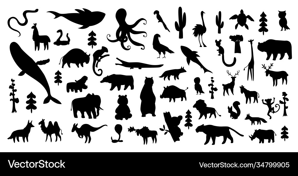 Adorable Animal Icon Set Vector Image