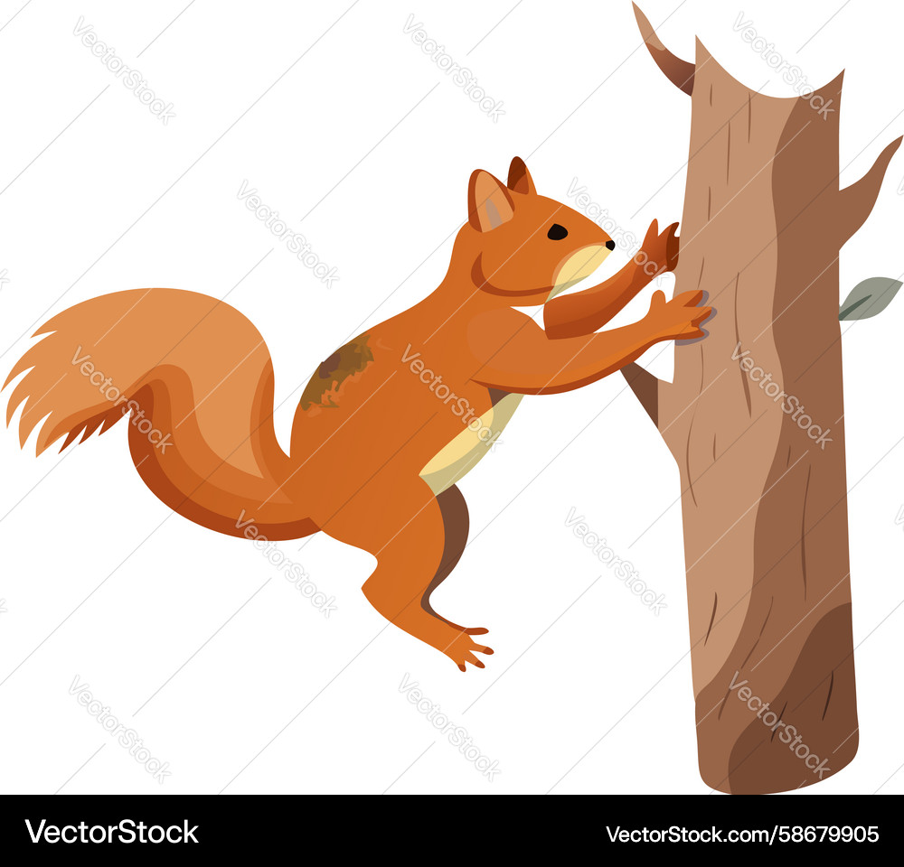 Agile squirrel expertly climbing a tree trunk Vector Image