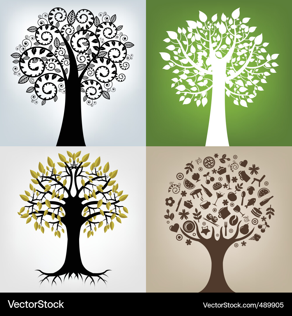 Botanical Tree Patterns vector image
