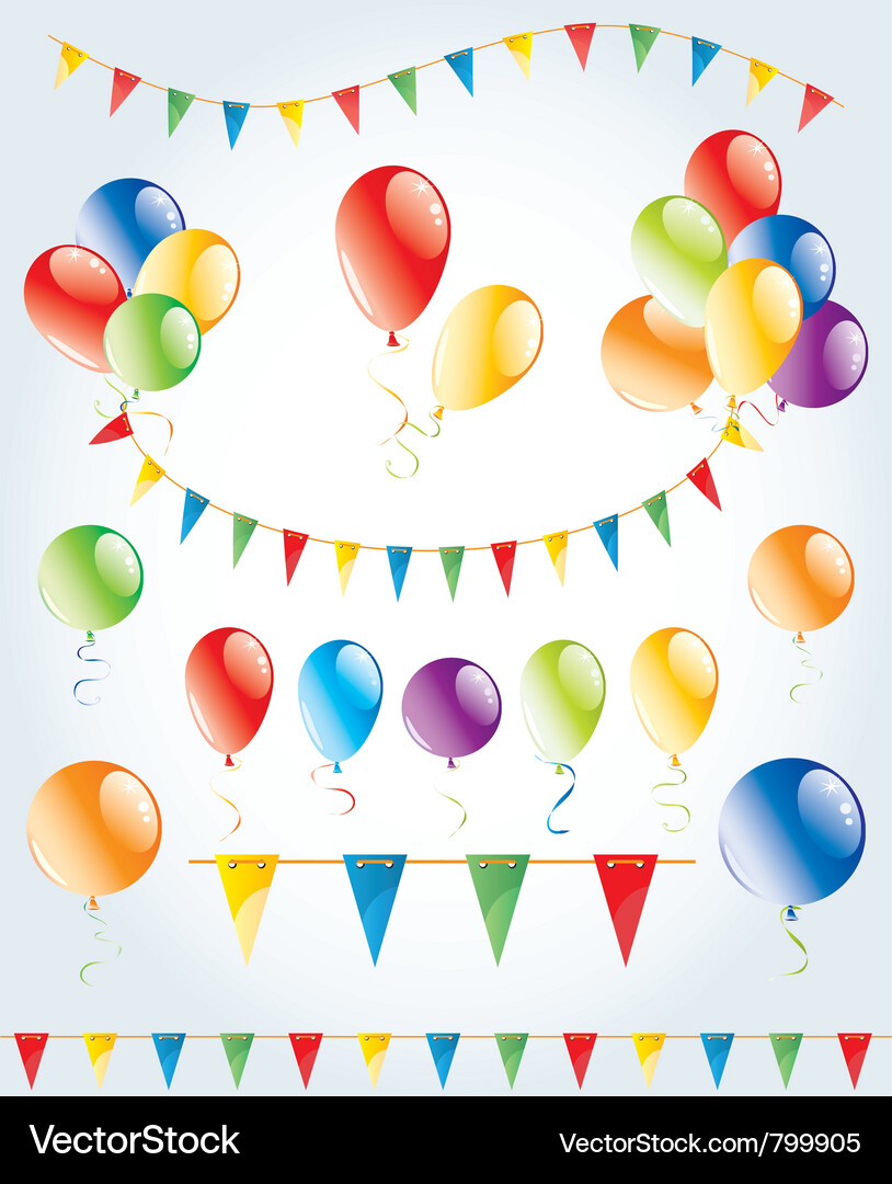 Bunte Party Dekoration Set Vektorbild