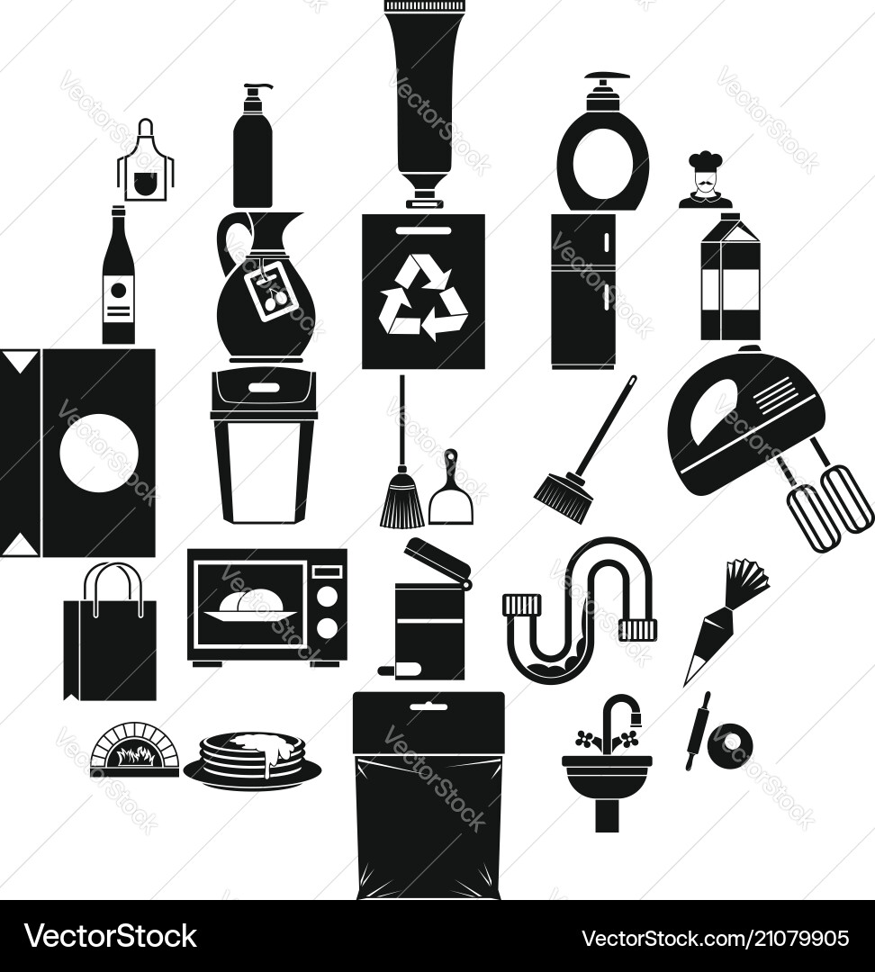 Dining icons set simple style Vector Image