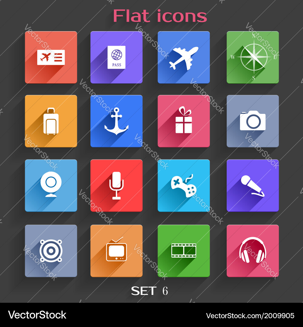 Flat application icons set 6 vector image