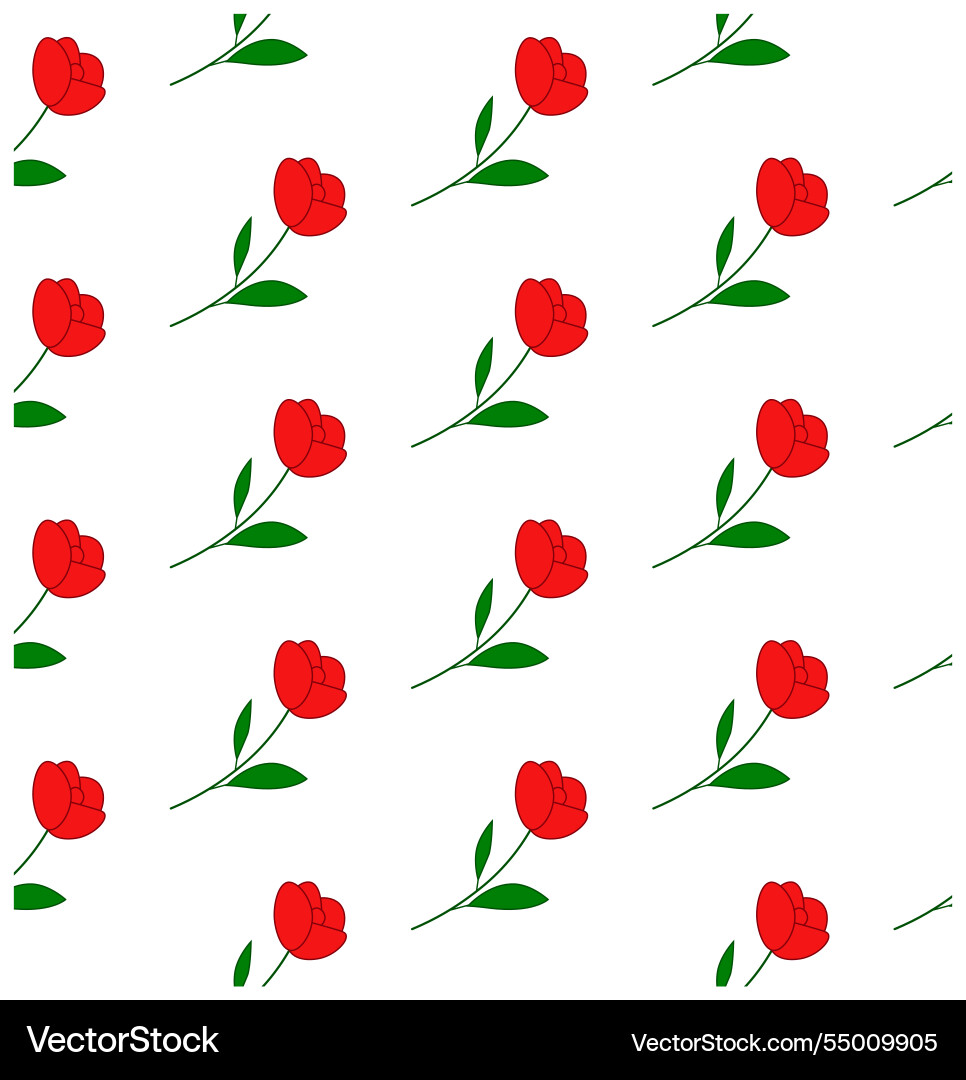 Floral red flower seamless pattern line art Floral red flower seamless pattern line art vector image