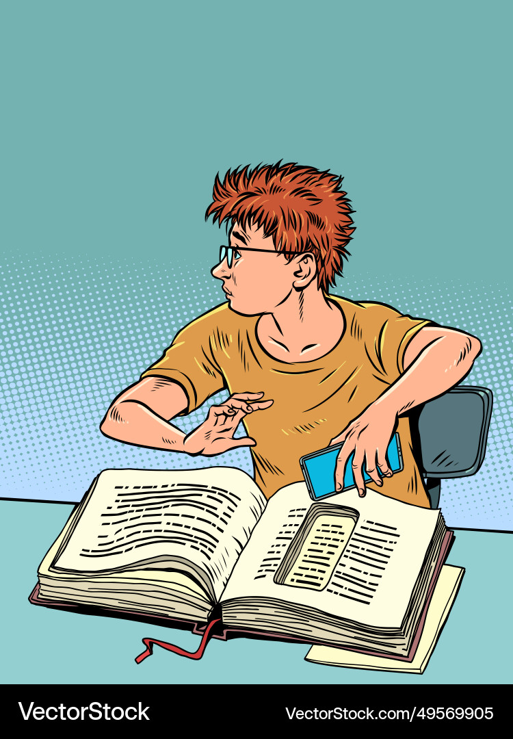 Knowledge is transformed into new forms a boy Knowledge is transformed into new forms a boy vector image
