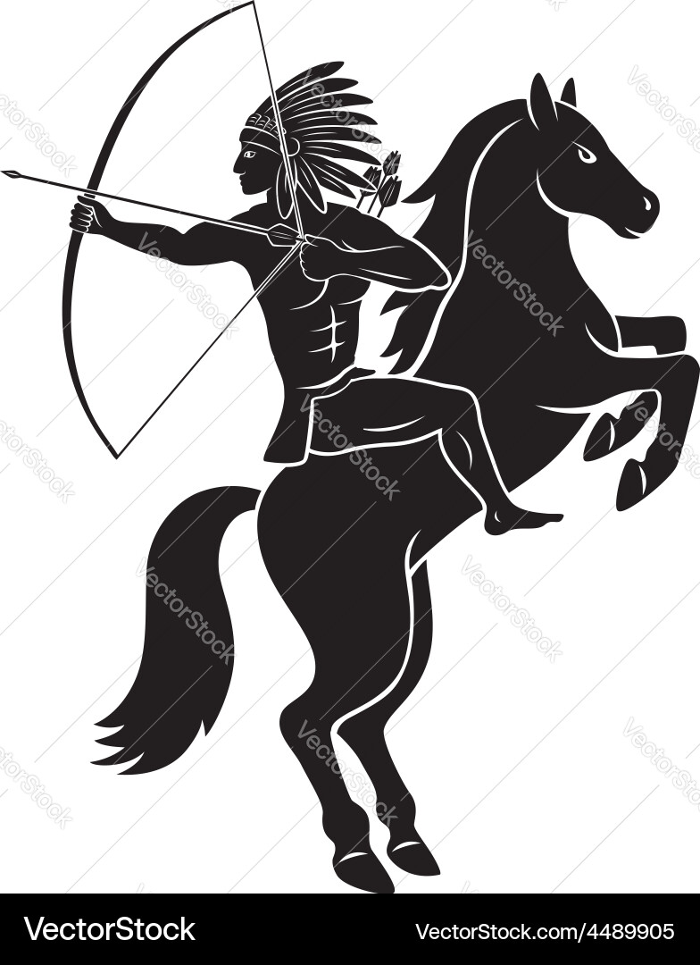 Native American Warrior on Horse Vector Image