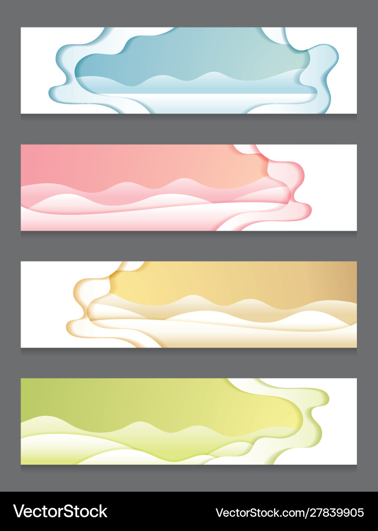 Paper cutting curve background abstract set Vector Image