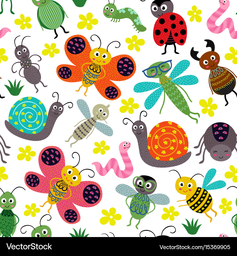 Seamless pattern with insect Royalty Free Vector Image