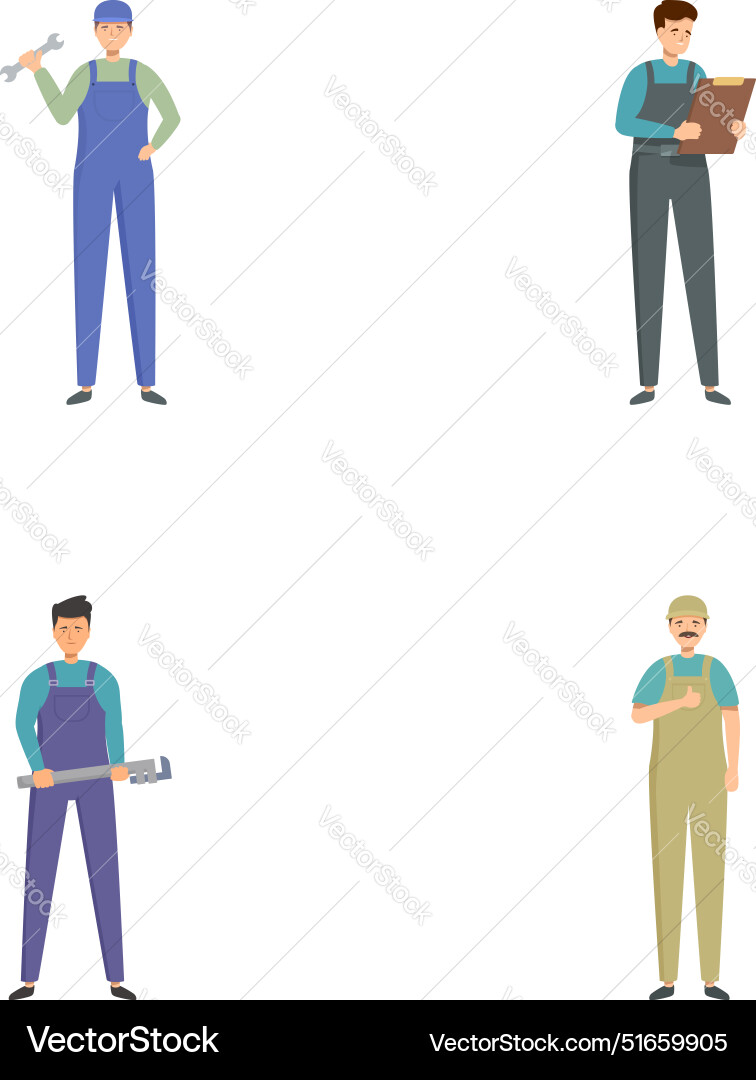 Set of professional mechanics in uniform Set of professional mechanics in uniform vector image
